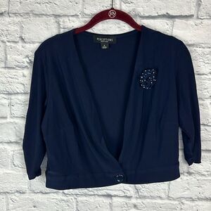 Perceptions New York Navy Cropped Cardigan Size 8